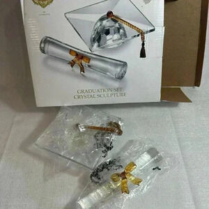 Graduation set cap & diploma Shannon Crystal 2‎ piece set by Godinger NEW in box